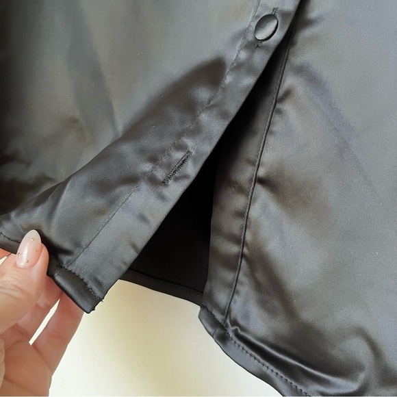 Princess Polly Bessie Black Satin Button Front Collared Blouse Plus Size 16 - Picture 10 of 12